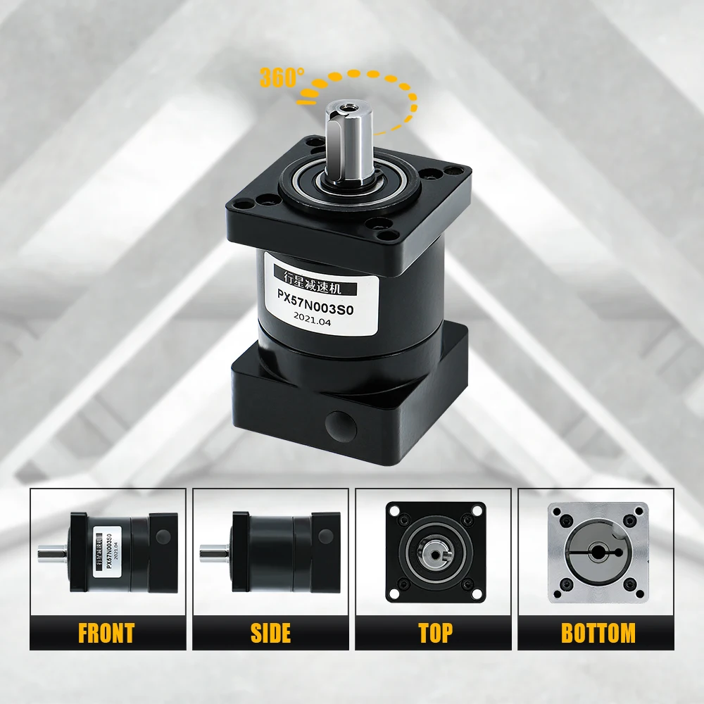 Planetary Reducer PX57 Ratio 4/ 6/ 10/ 16/ 24/ 36/ 64/ 96/ 100/ 216 Max 40N.m Suit For Nema23 57 Stepper Motor