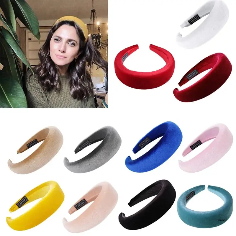 11 Colors Women Padded Wide Sponge Headband Glitter Sweet Candy Color