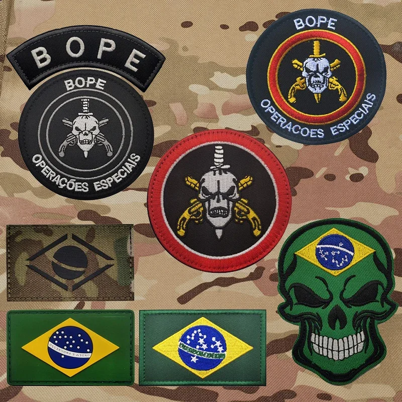 BOPE Brazil Patches Operacoes Especiais Embroideried Tactical Patch Stickers On Clothing With Hook and Loop