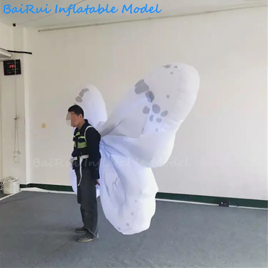 2M aufblasbare Schmetterlingsflügel mit weißem LED-Licht, aufblasbare Engelsflügel für Karnevalsumzüge, Lauf- und Performance-Requisiten für Nachtclub-Events – Detail 3