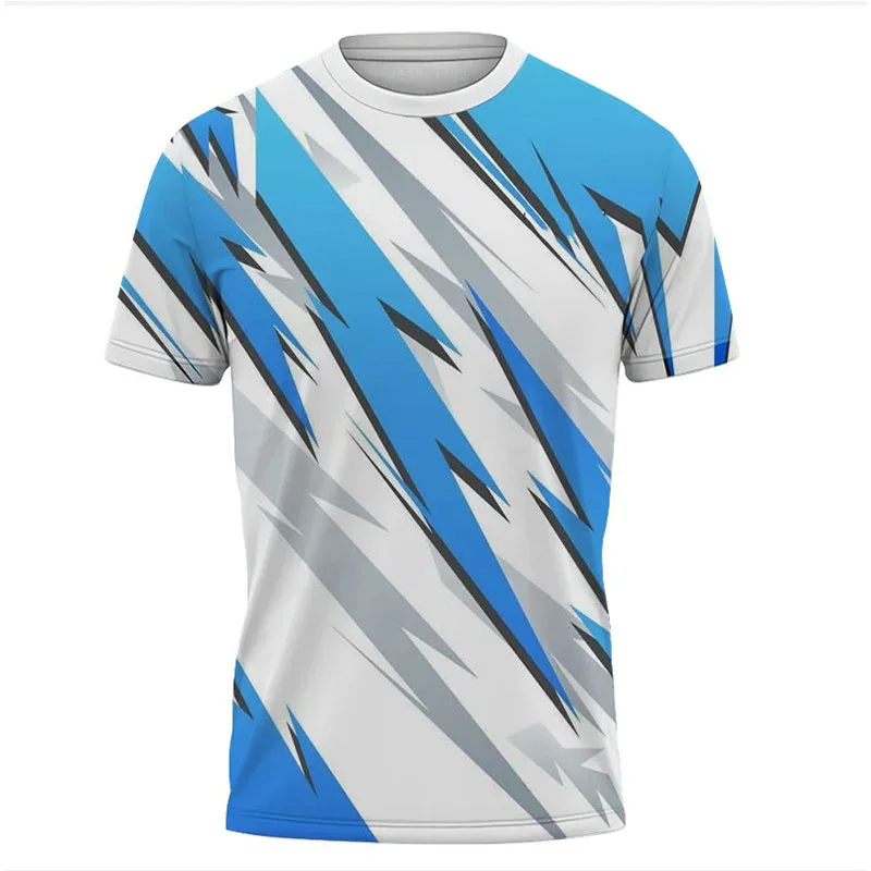 Square Plaid Design T-shirt 3D Printing Outdoor Sports T Shirt Round Neck Short Sleeve for Running Men Summer Tee Shirts Top