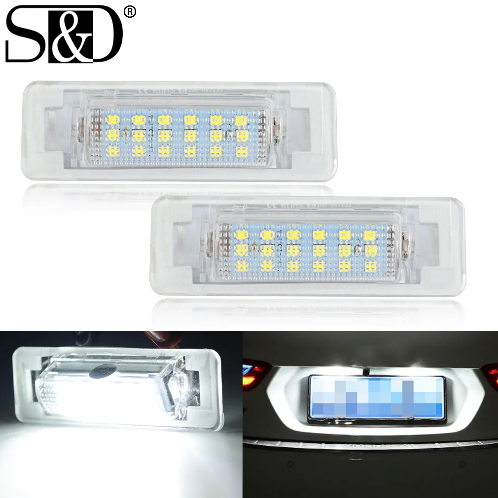 

2pcs Canbus LED Number License Plate Light Bulbs For Mercedes Benz W210 4D Sedan W202 E300 E55 C230 No Error 18SMD Auto Lamp 12V