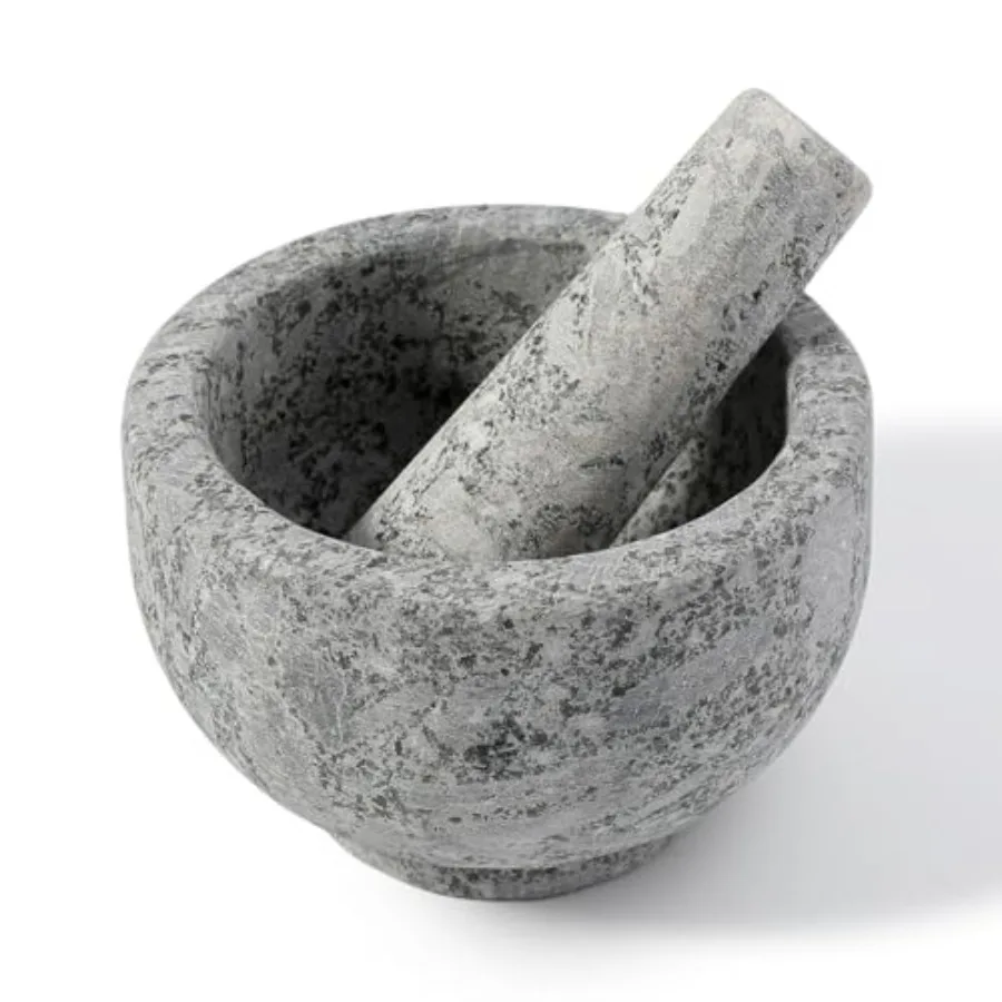 

Koville Natural Marble Mortar and Pestle Set 5 Heavy Duty Granite Grinder for Kitchen Guacamole Salsa Pill Crusher Spice Herb M