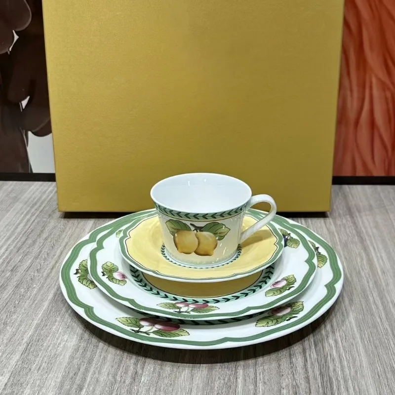 

European Retro Luxury Afternoon Tea Cup Saucer Dessert Plate Couple BFF Bone China Gift