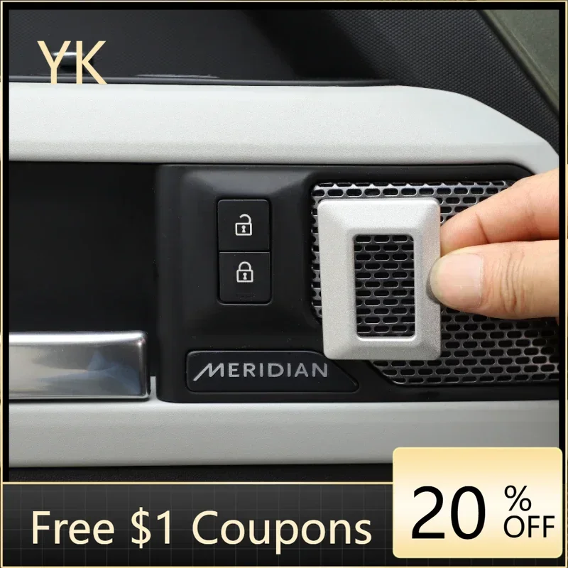 

Алюминиевый сплав, серебряная кнопка замка двери автомобиля, декоративная рамка, крышка, аксессуары для интерьера для Land Rover Defender 90 110 2020-2025