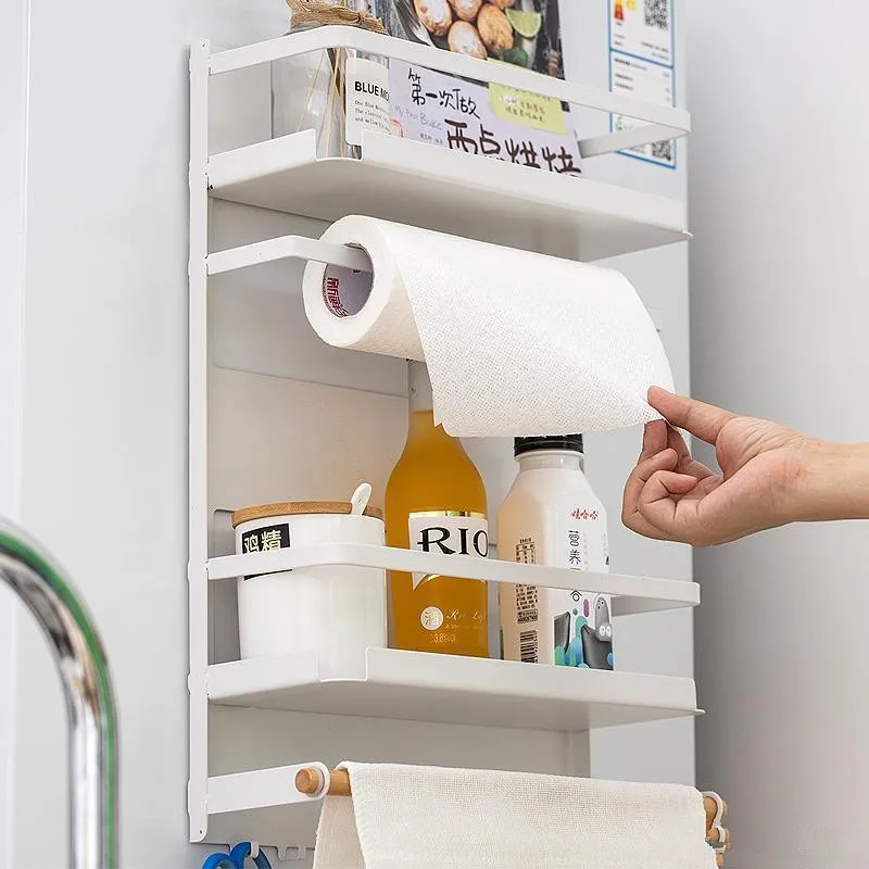 Magneet Koelkast Plank Papieren Handdoek Rolhouder Magnetische Opbergrek Spice Hang Rack Decoratieve Metalen Plank Keuken Organizer