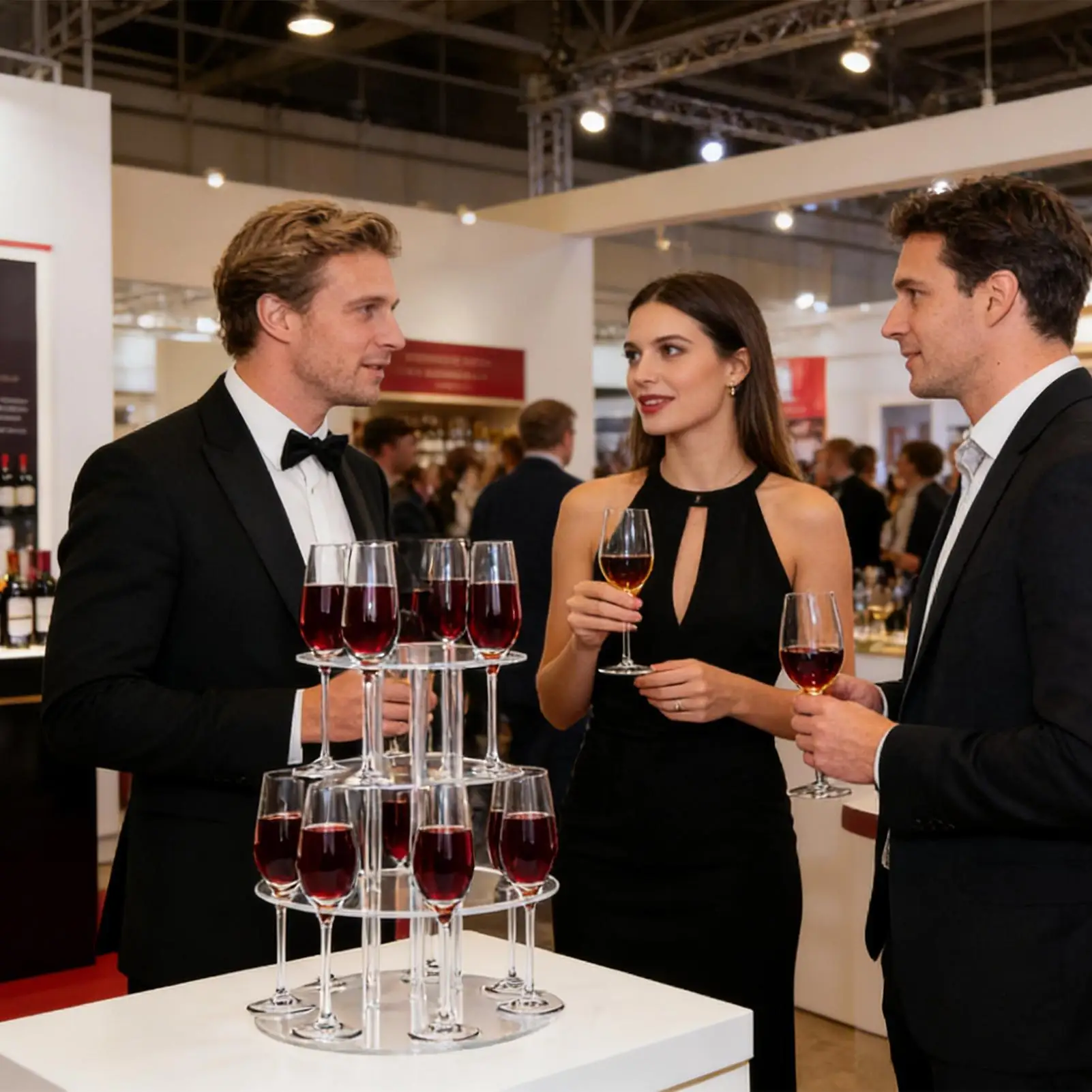 

Коктейльная башня, акриловая 2-уровневая стойка-держатель с 12 слотами, круглая акриловая плавающая стеклянная башня для шампанского для вечеринки, свадьбы