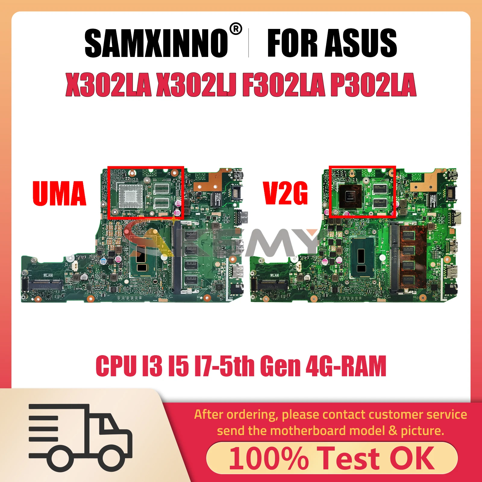 X302LA Laptop Motherboard For ASUS X302LJ F302LA P302LA F302LJ P302LJ Notebook Mainboard CPU I3 I5 I7-5th Gen 4G-RAM