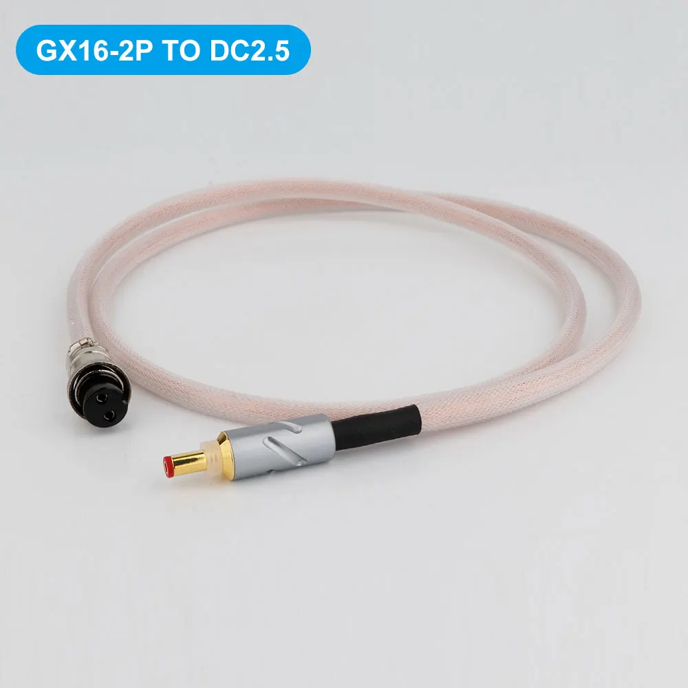 

Hifi OCC Copper wire gx16 DC plug DC cable linear power cable GX16-2P TO DC2.5