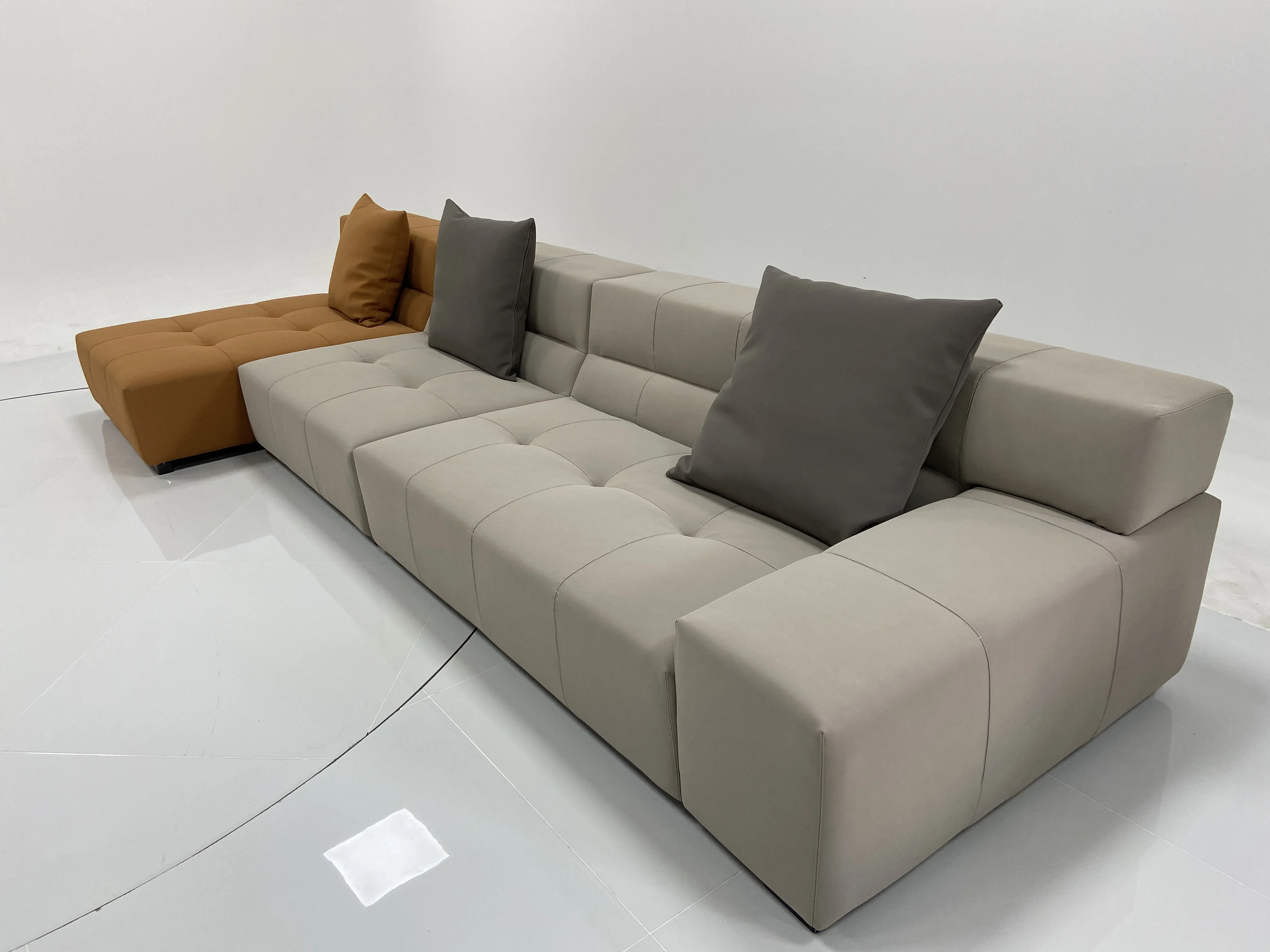 

-Fabric Sofa Corner Color Matching Nordic Living Room Combination Light Luxury square Simple Modern Size Apartment