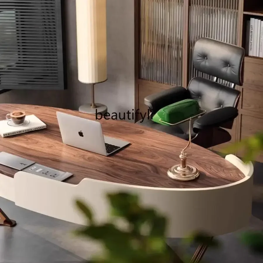 

Итальянский минималистичный письменный стол из орехового дерева, легкий роскошный простой письменный стол, верстак для домаA4567