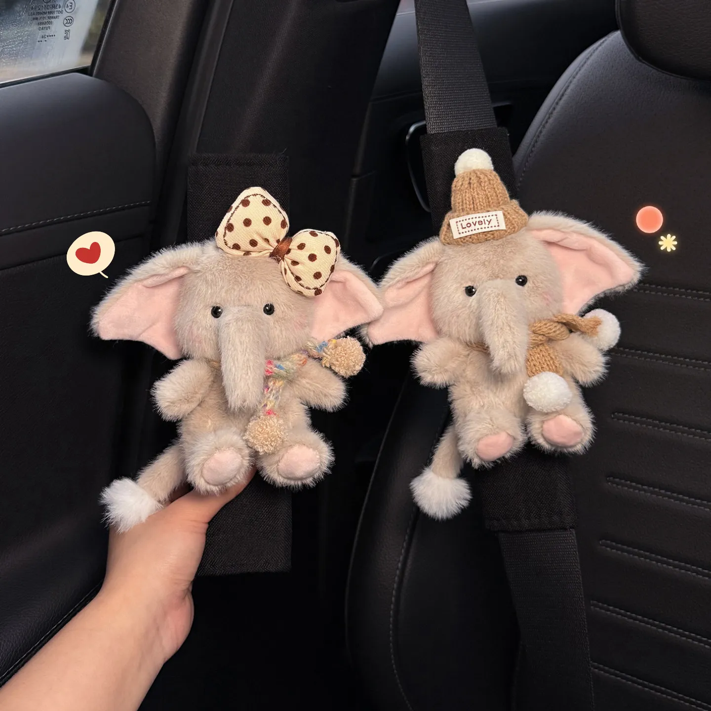

Cute Elephant Car Seat Belt Shoulder Cover High-end Creative Decoration Four Seasons Universal Pair of Couples