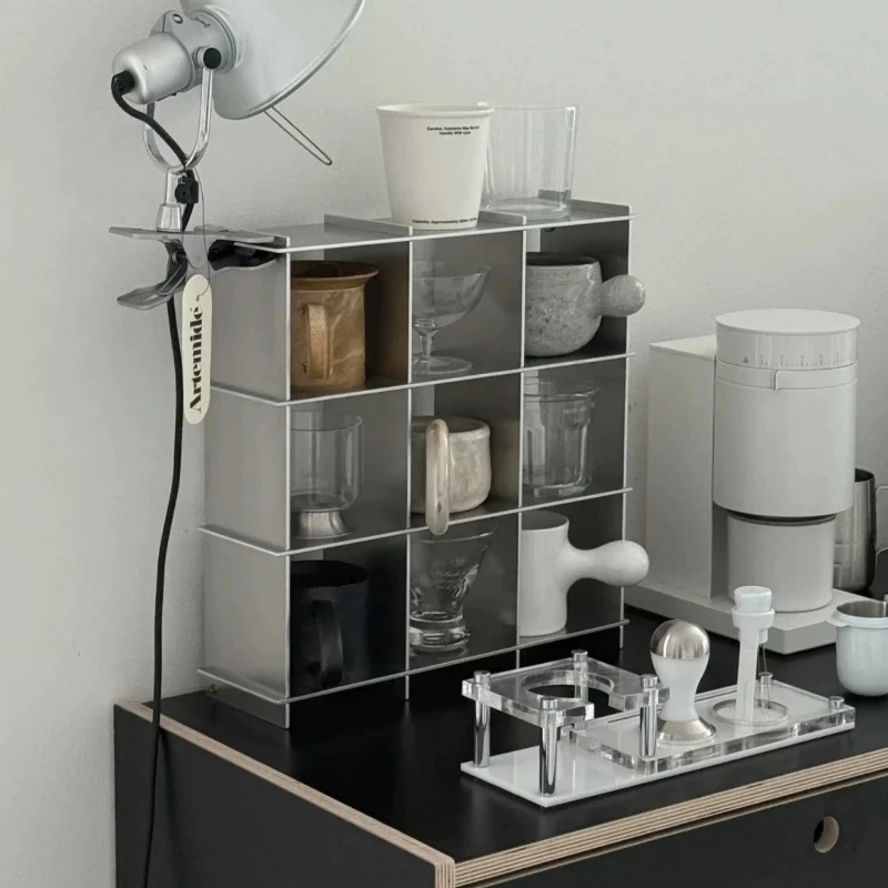 Minimalist Aluminum Alloy Countertop Mug Storage Shelf Multi-Layer Cup Rack Kitchen Organizer Cup Holder Coffee Bar Station
