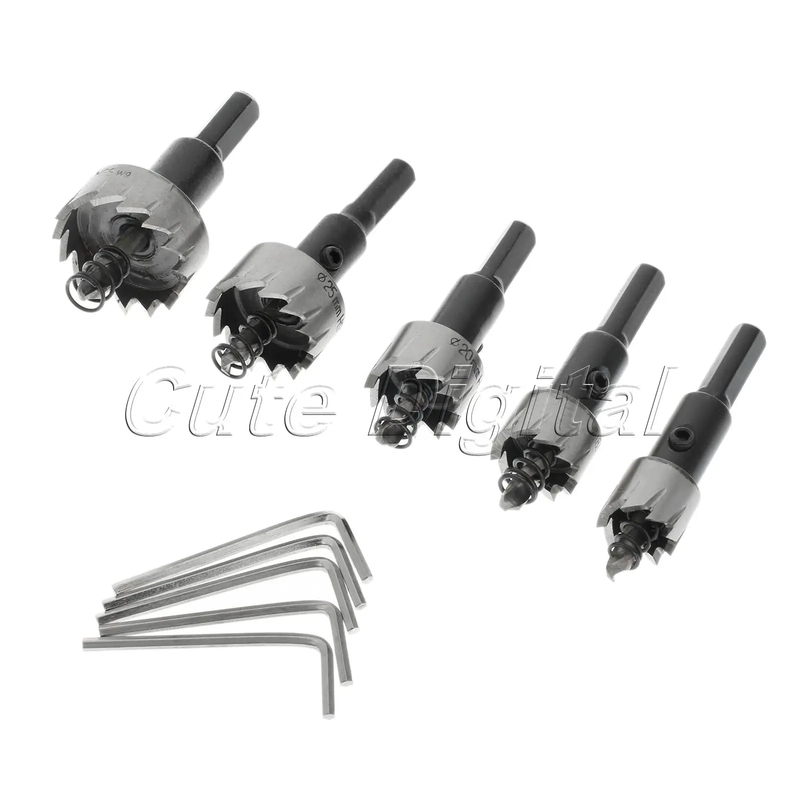 5PCS 드릴링 액세서리 목공 도구 16-30mm HSS 드릴 비트 초경 팁 고속 강철 구멍 톱 미니 드릴 + 렌치