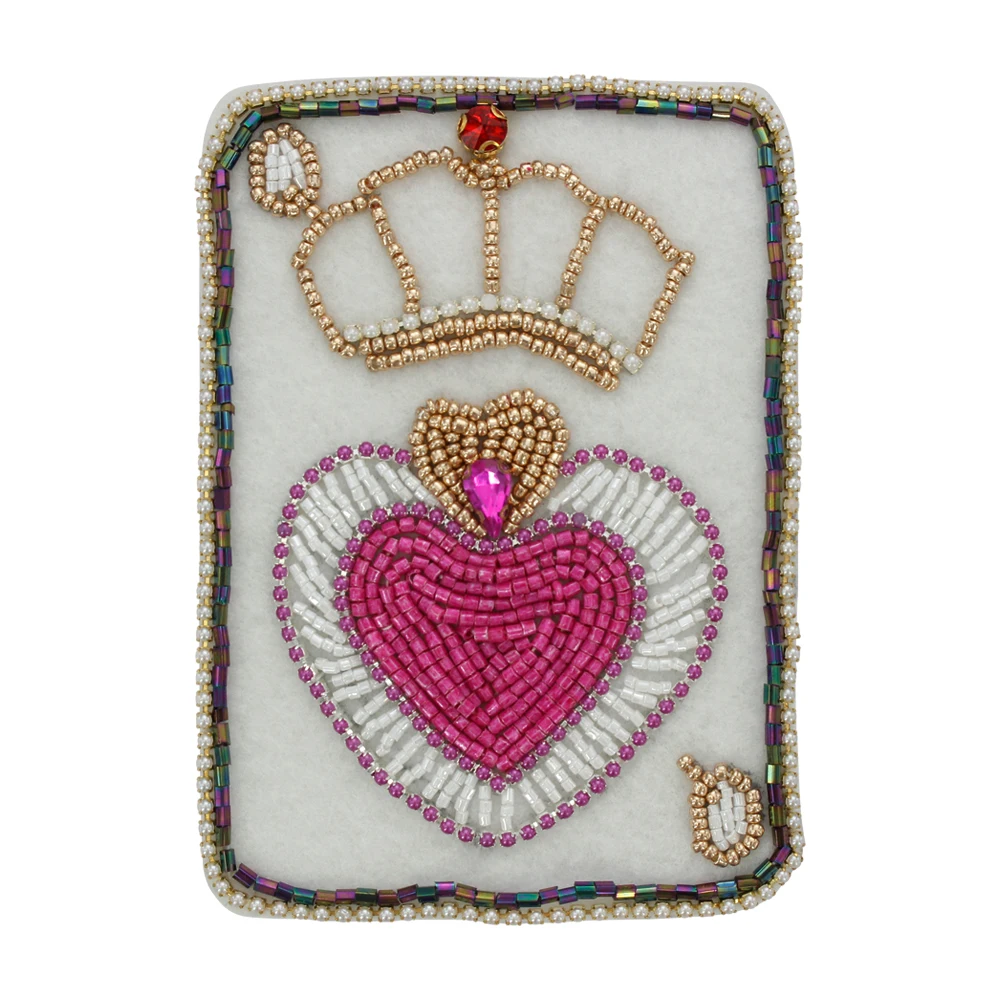 Sequin Beaded Playing Poker Cards Applique Vintage Embroidery Paillette Game Patches Clothing Crown Heart Sewing Accessories