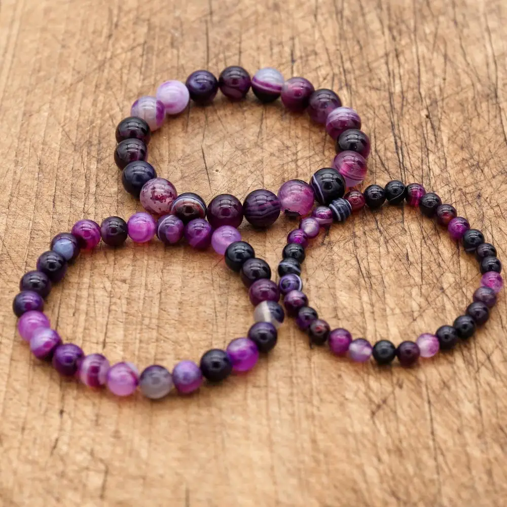Bracelets en Onyx violet pour femmes, perles de bouddha, accessoires ethniques pour hommes, cadeau de saint valentin