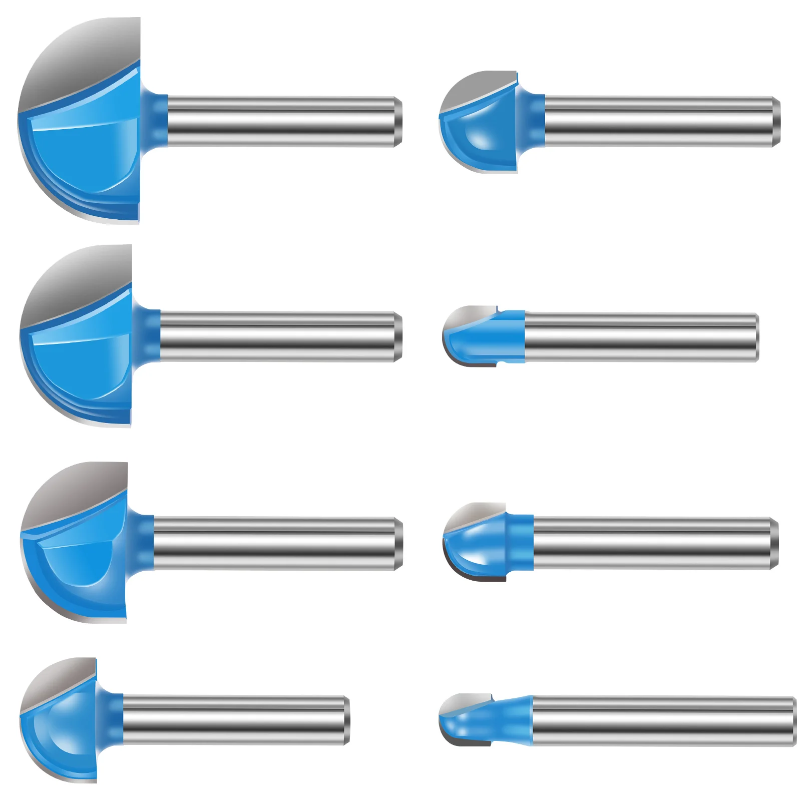 

8Pcs 1/4 Inch Shank Core Box Router Bit Set Carbide Round Nose Router Bits Woodworking Milling Cutter Tool for Wood