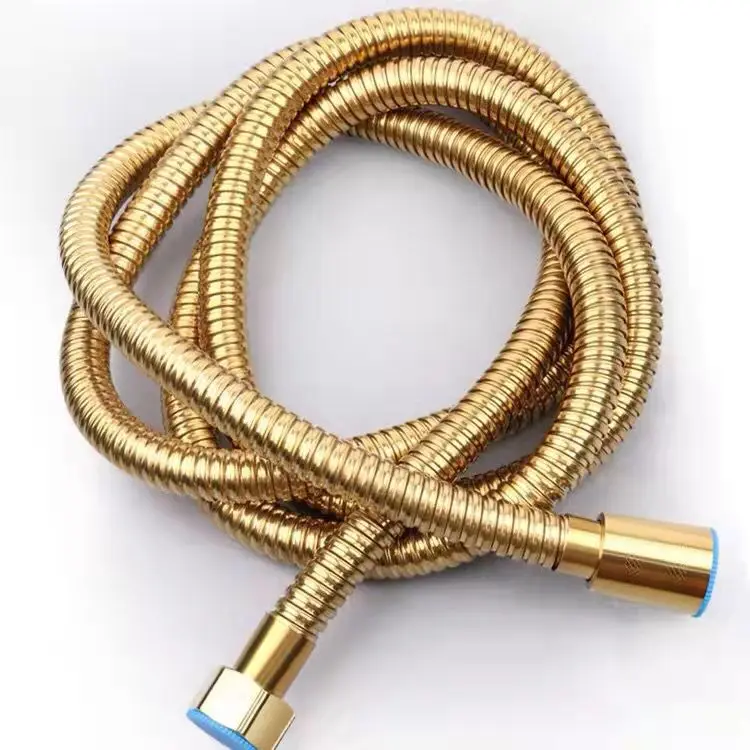 

Golden Shower Hose 1.5m 1.2m Titanium Gold Stainless Steel Reinforced Flexible Pipe for Bathroom Shower Head