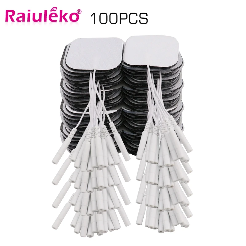 20/100p 5x5cm TENS Ems nerwowy stymulator mięśni elektrody podkładki żelowe elektrody Tens elektrody maszyna do fizjoterapii 2mm wtyczka