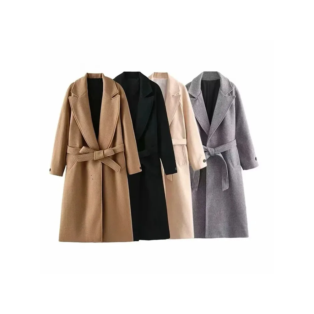 2024 Autumn/Winter New Personalized Fashion Casual Neutral Belt Coat Warm Long Coat