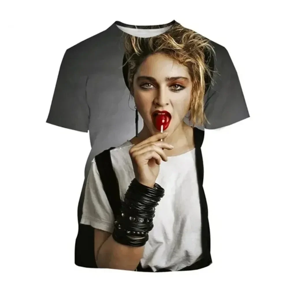 Hot New HD Madonna 3D stampato t-shirt da uomo e da donna estate Harajuku moda O colletto abbigliamento Casual a maniche corte