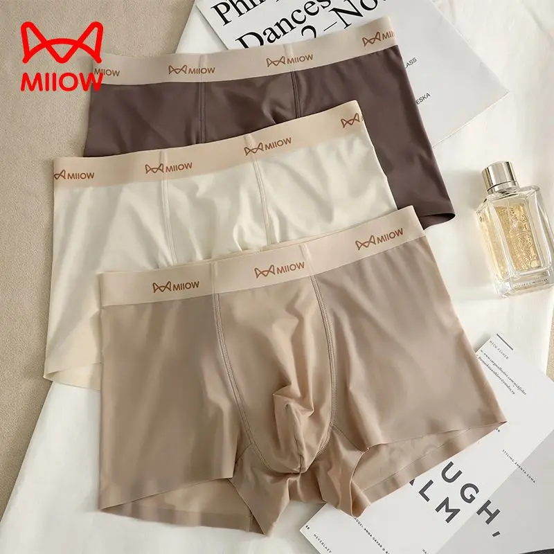 

Настоящие мужские трусы из ледяного шелка, бесшовные боксеры, антибактериальные шорты, дышащие мужские боксеры, высококачественные мужские трусы.