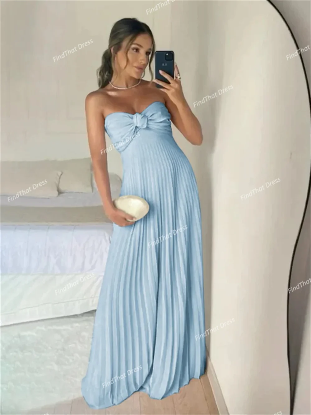 

Customized Simple Sleeveless Pleated Formal Evening Dress Sheath Backless Floor Length Lace up Back Party Dress with Court