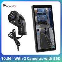 Podofo 10.36 'IPS Screen Car Monitor IP68 Waterproof Night Vision Wide Angle 2-Camera BSD Smart Screen Player Car DVR For Truck