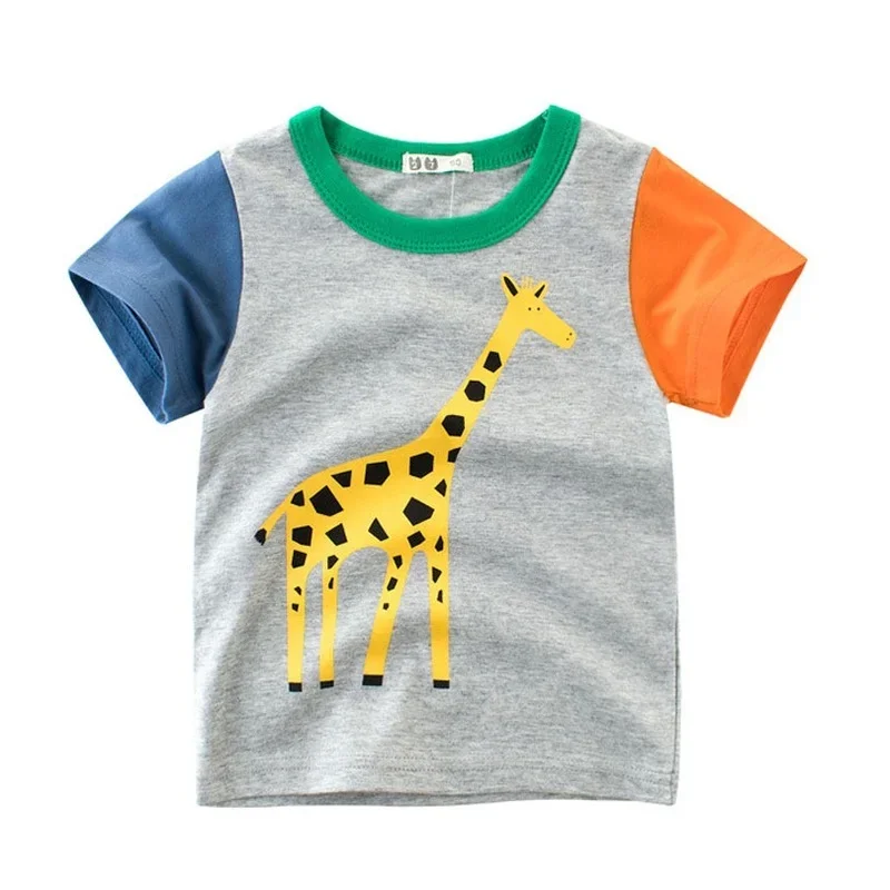 2024 Cartoon Print Baby Boy Dinosaurus T Shirt Voor Zomer Baby Kinderen Jongens Meisjes Leeuw T-Shirts Kleding Katoenen Peuter Letter Tops