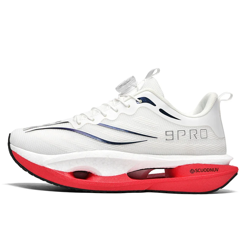 حذاء جري جديد بإبزيم دوار + لوح كربون مع لوح من ألياف الكربون لأحذية التدريب الرياضية للرجال والنساء