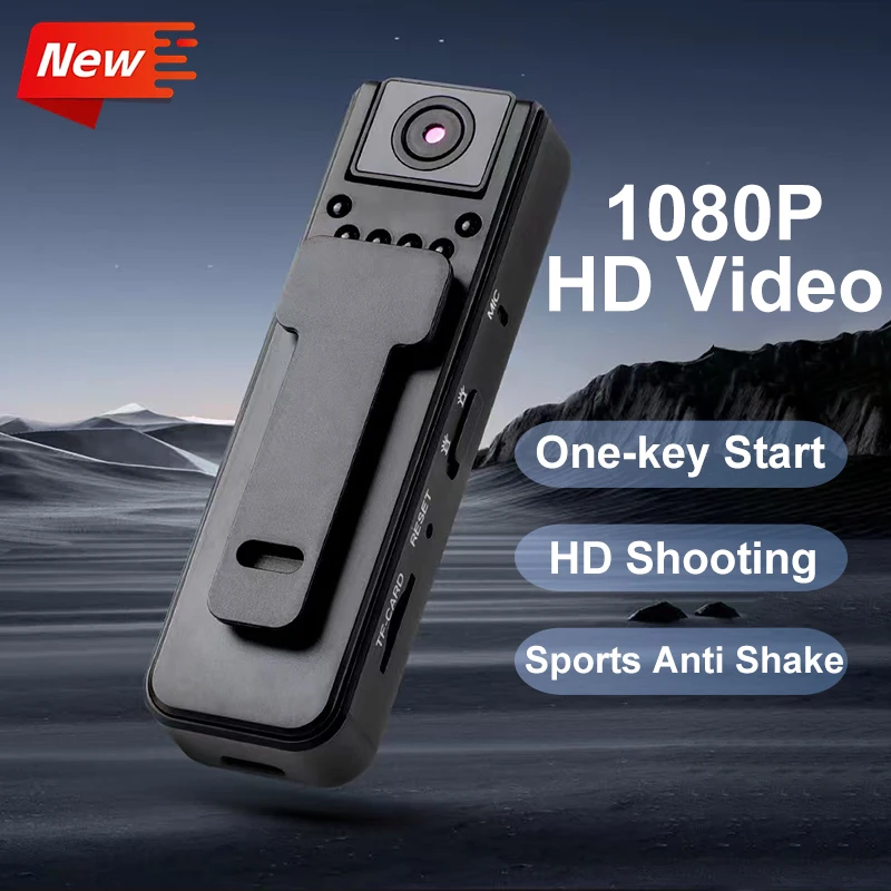 

Экшн-камера HD 2026 1080P для видеоблогов, портативная мини-камера с ИК ночным видением и функциями безопасности, HD-демпфирование, запуск одной кнопкой