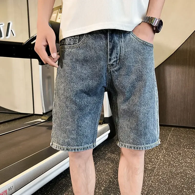 

Half Bermuda Short Jeans Pants for Men Straight with Pockets Long Man Denim Shorts Jorts Distressed Rude Retro Summer Popular Xl