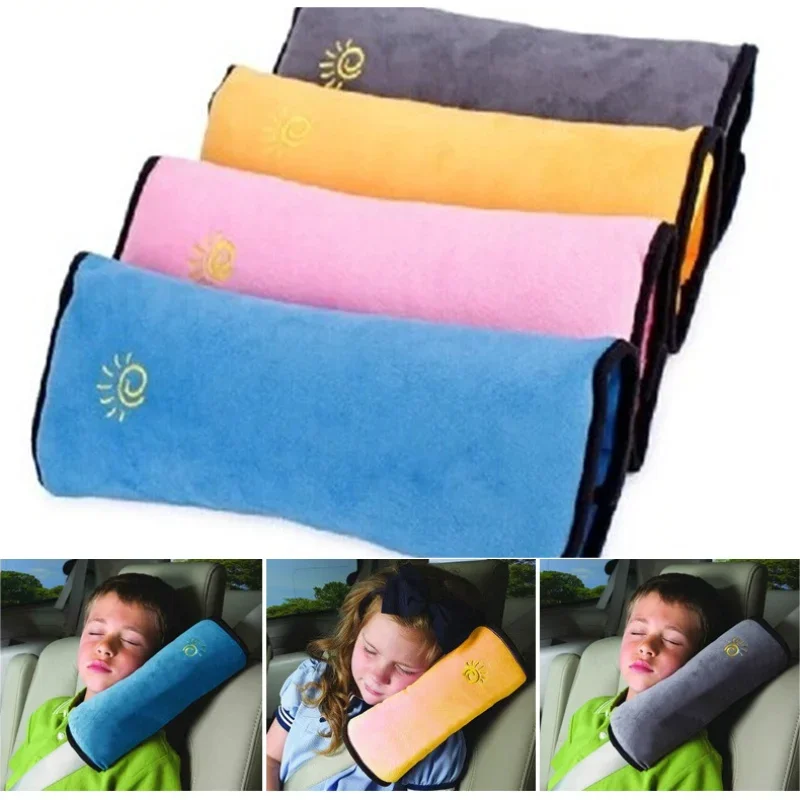 Car Seat Headrest Pad Child Safety Shoulder Support​​ ​​Soft Cotton Pillow​​ Anti-Slip Design for Babies Toddlers Travel