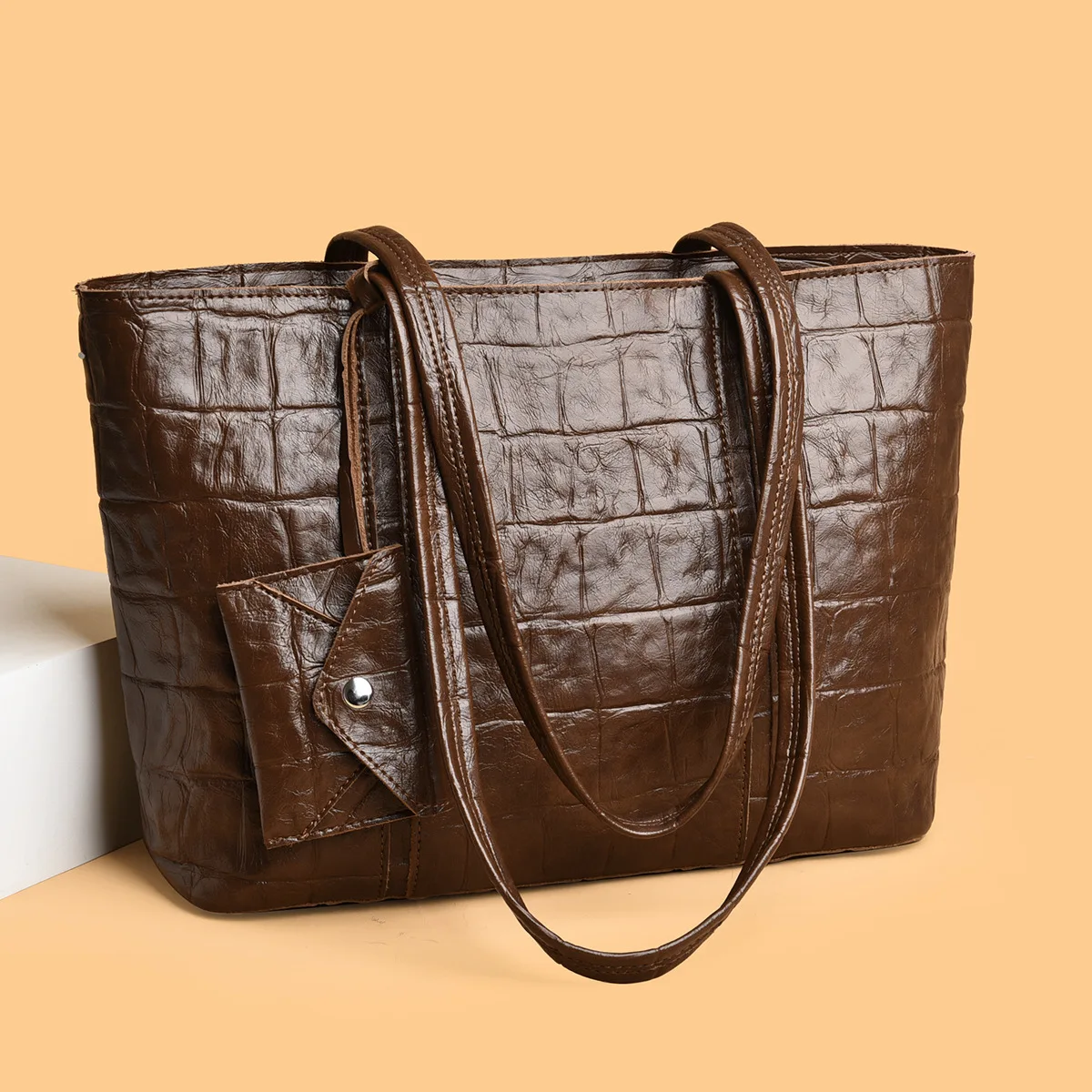 Crocodile Pattern Lady Totes PU Leather Big Composite Bag Commute Shoulder Bag for Women Handbags and Purses for Shopping,Work