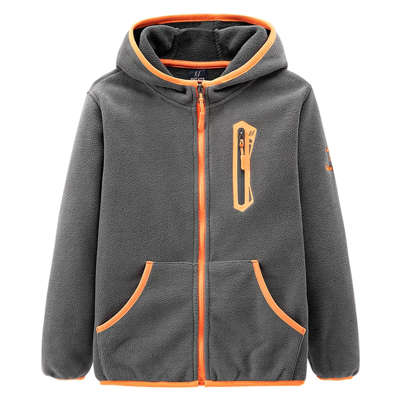 Brand Windproof Hooded Zip Full Fleece Child Coat Contrast Baby Boys Jackets Kids Outfits Children Outerwear 3-12 Years