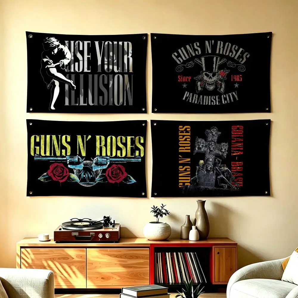 Rock Band Guns N Rose-s Flags Wall Hanging Tapestry Outdoor Garage Room Decorative flag Background Blanket