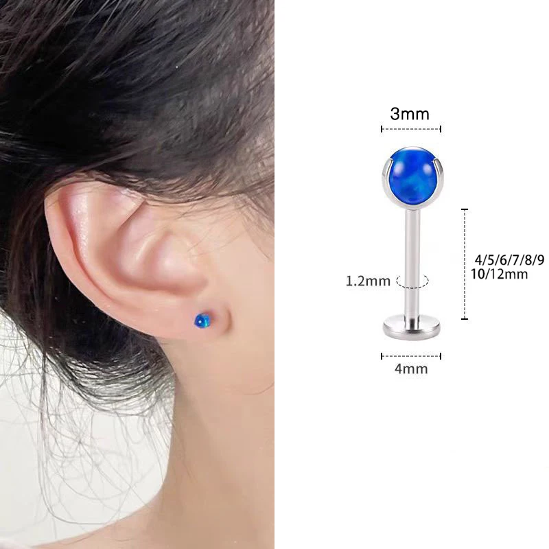 ASTM F136 G23 Titanium Labret Piercing Starfish Bee Leaf CZ Push Pin Threaded 16G Cartilage Body Jewelry