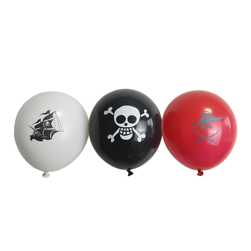 5/10/20pcs Pirates Party Balloons 12'' White Black Red Pirate Skull Latex Balloon for Pirate Nautical theme Birthday Party Decor