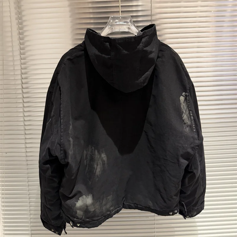 

Винтажная черная куртка Grailz Project G/R на молнии с капюшоном, высокое качество, мужская и женская модная хлопковая куртка большого размера