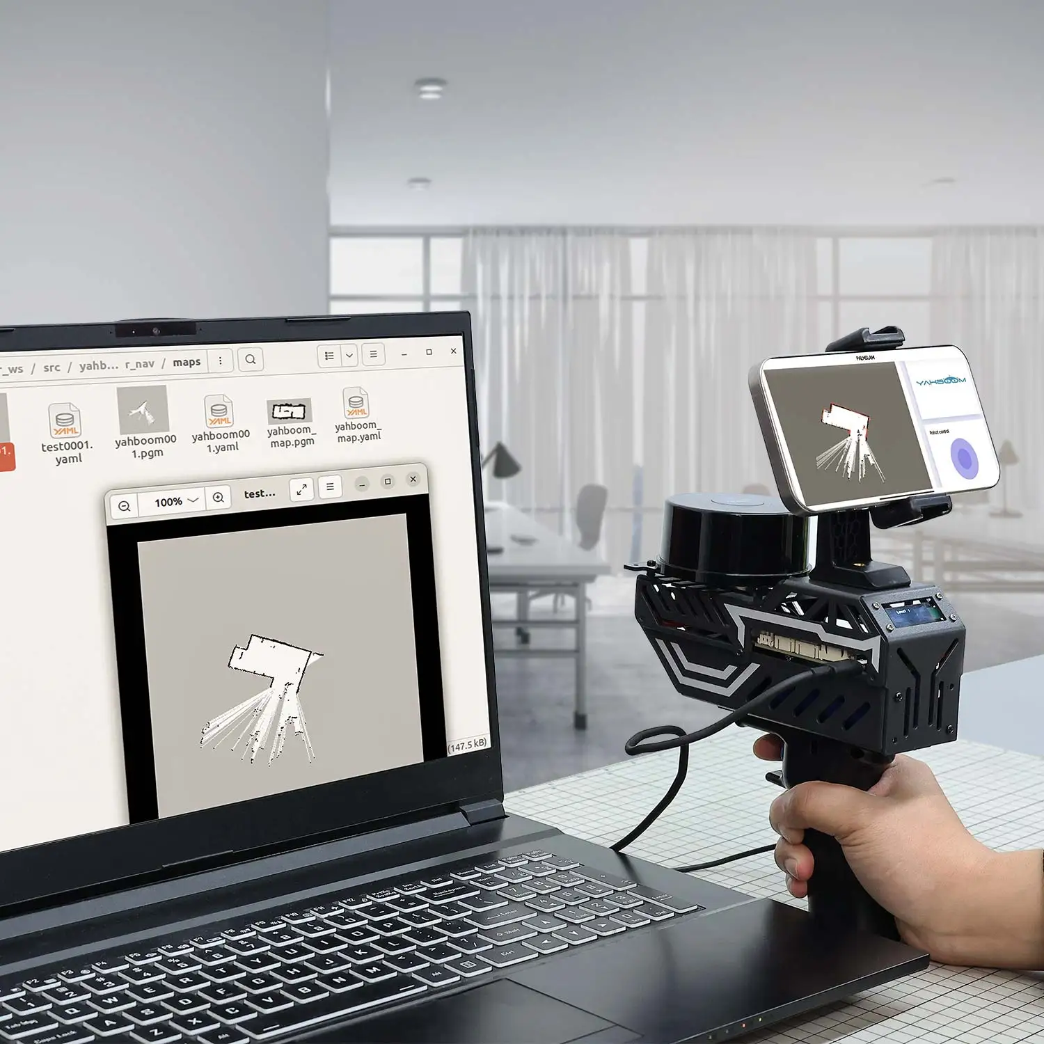 Yahboom PALMSLAM مجموعة الماسح الضوئي LiDAR المحمولة مع حامل يدعم تطبيق الاتصالات اللاسلكية MicroROS لمشروع الروبوت