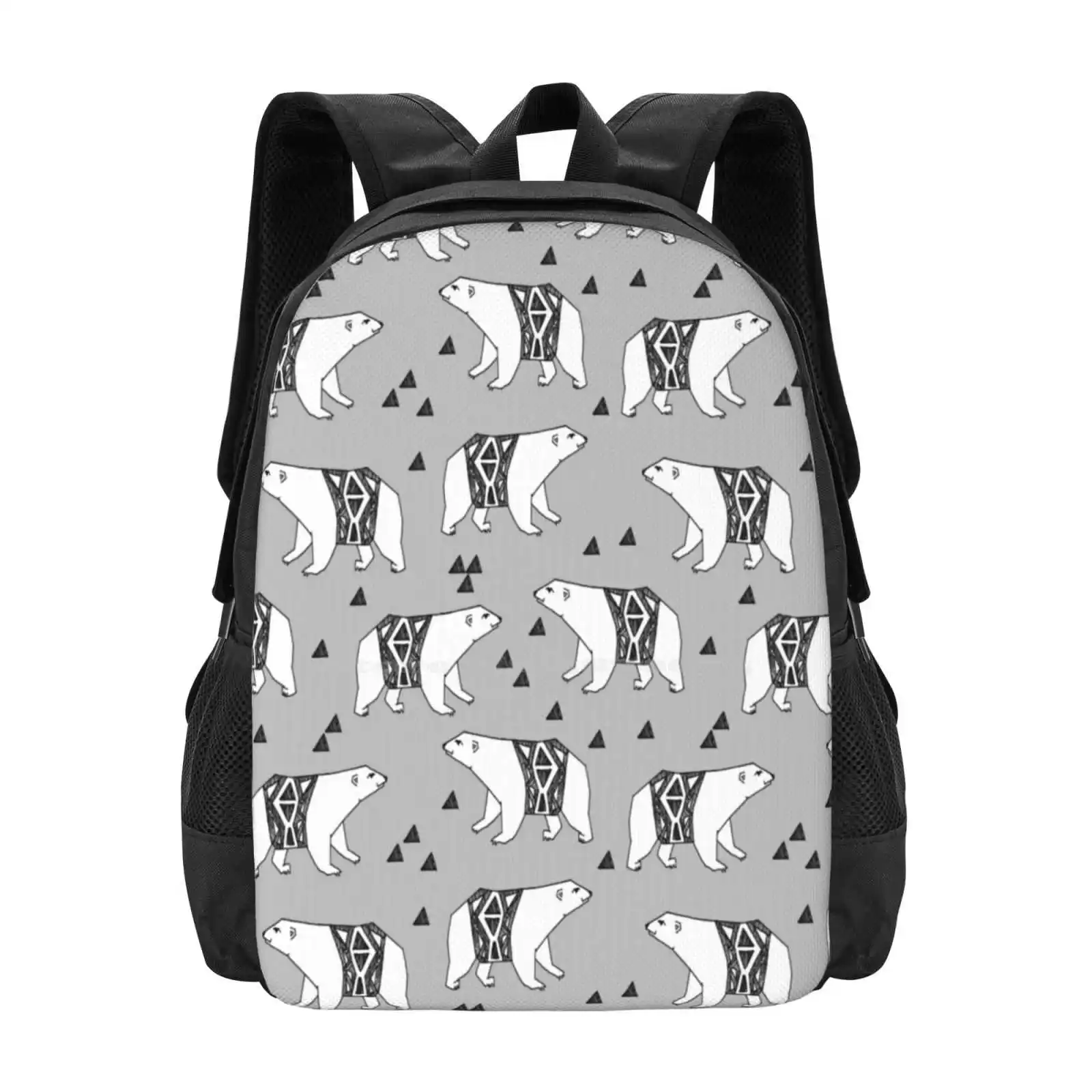 

Polar Bear - Grey By Andrea Lauren Hot Sale Schoolbag Backpack Fashion Bags Andrea Lauren Polar Bear Cute Animal Triangle