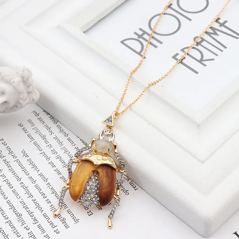 European and American Genius Designer Beetle Gold Diamond Necklace