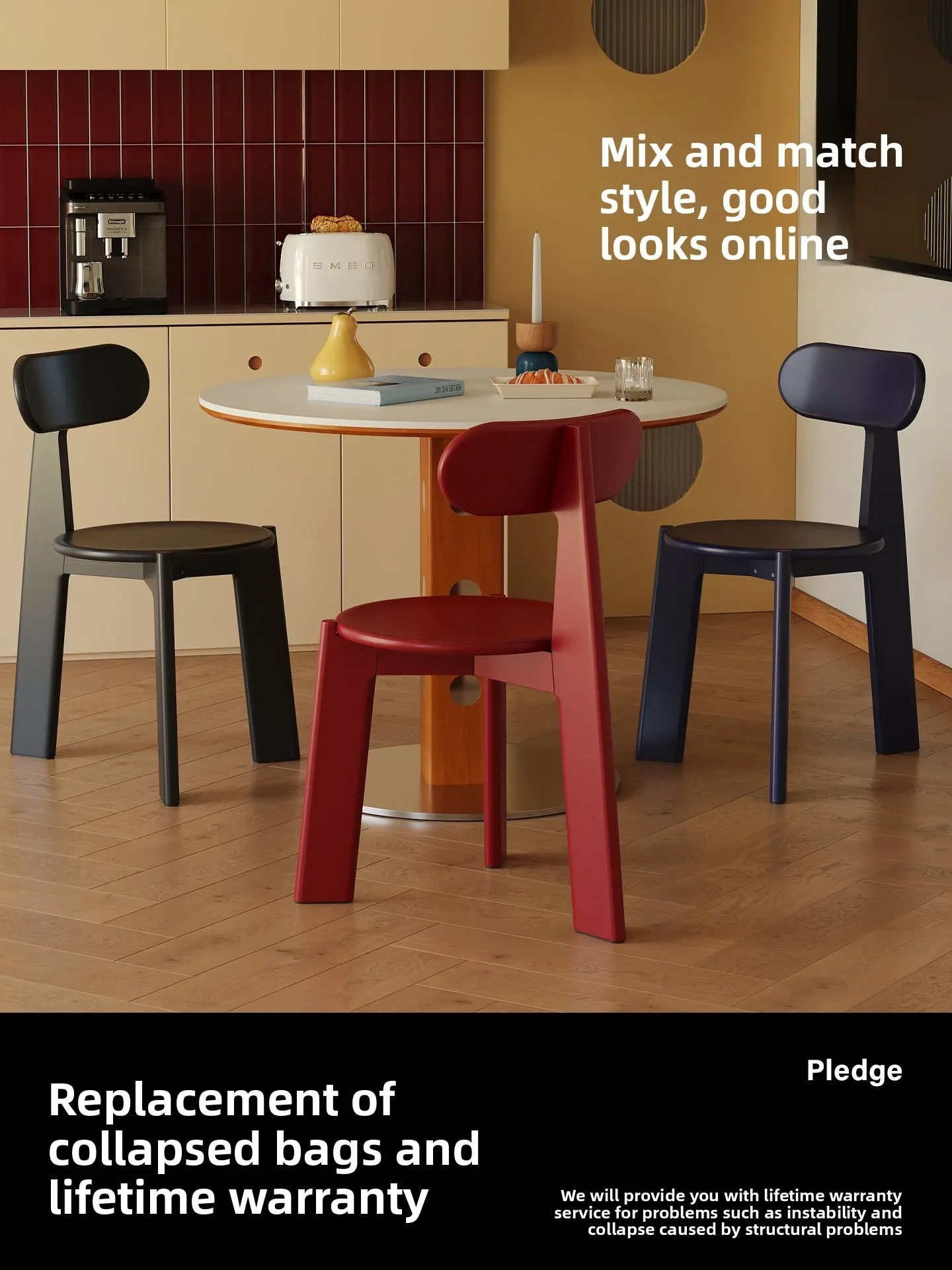 Dining chair red modern solid wood designer makeup dining table living room home antique simple stool
