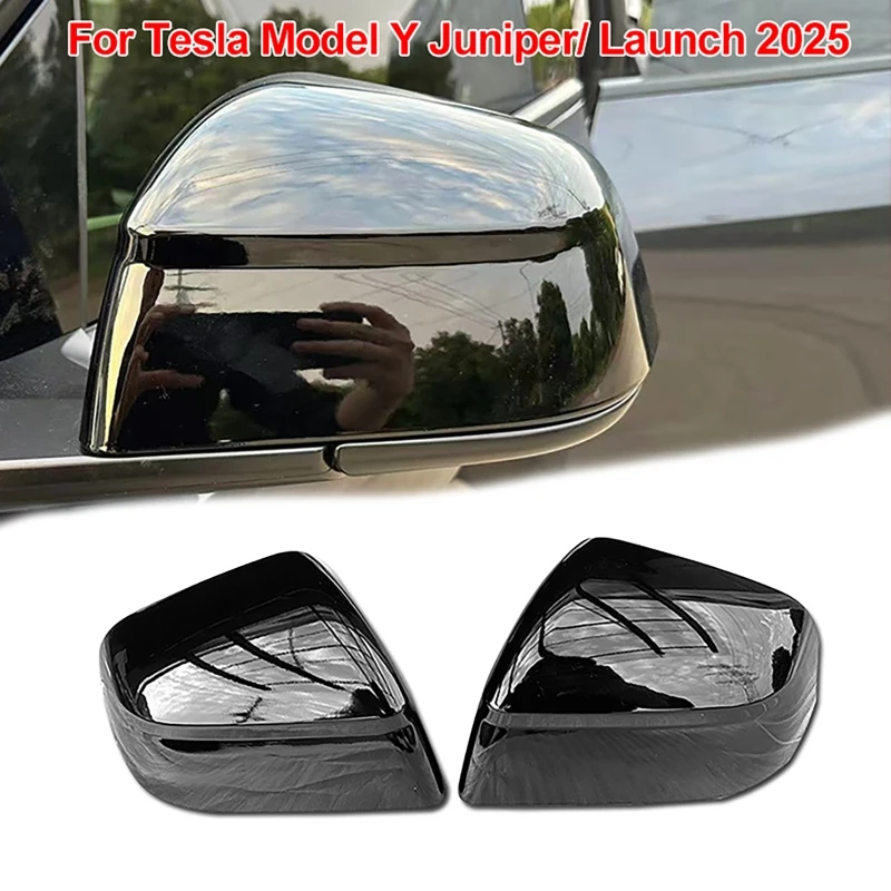 معجون السيارة غطاء مرآة الباب الجانبي ل تسلا نموذج Y العرعر إطلاق 2025 السيارات الخارجي ABS الجانبين غطاء الرؤية الخلفية ألياف الكربون #2