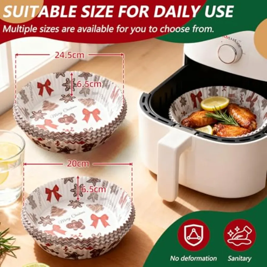 Air Fryer Liners, Disposable Air Fryer Liner for 6 qt GreenLife Airfryer, Non-Stick and Non-Leak Parchment Paper for Frying, Ba