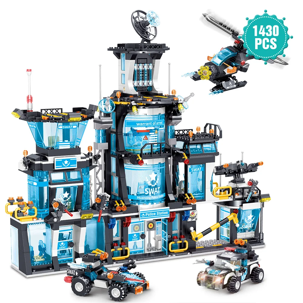 

Creative City Police Station Building Block Set with Police Car & Helicopter,Building Block Toy Gift for Kids Boys 6-12,1430 Pcs