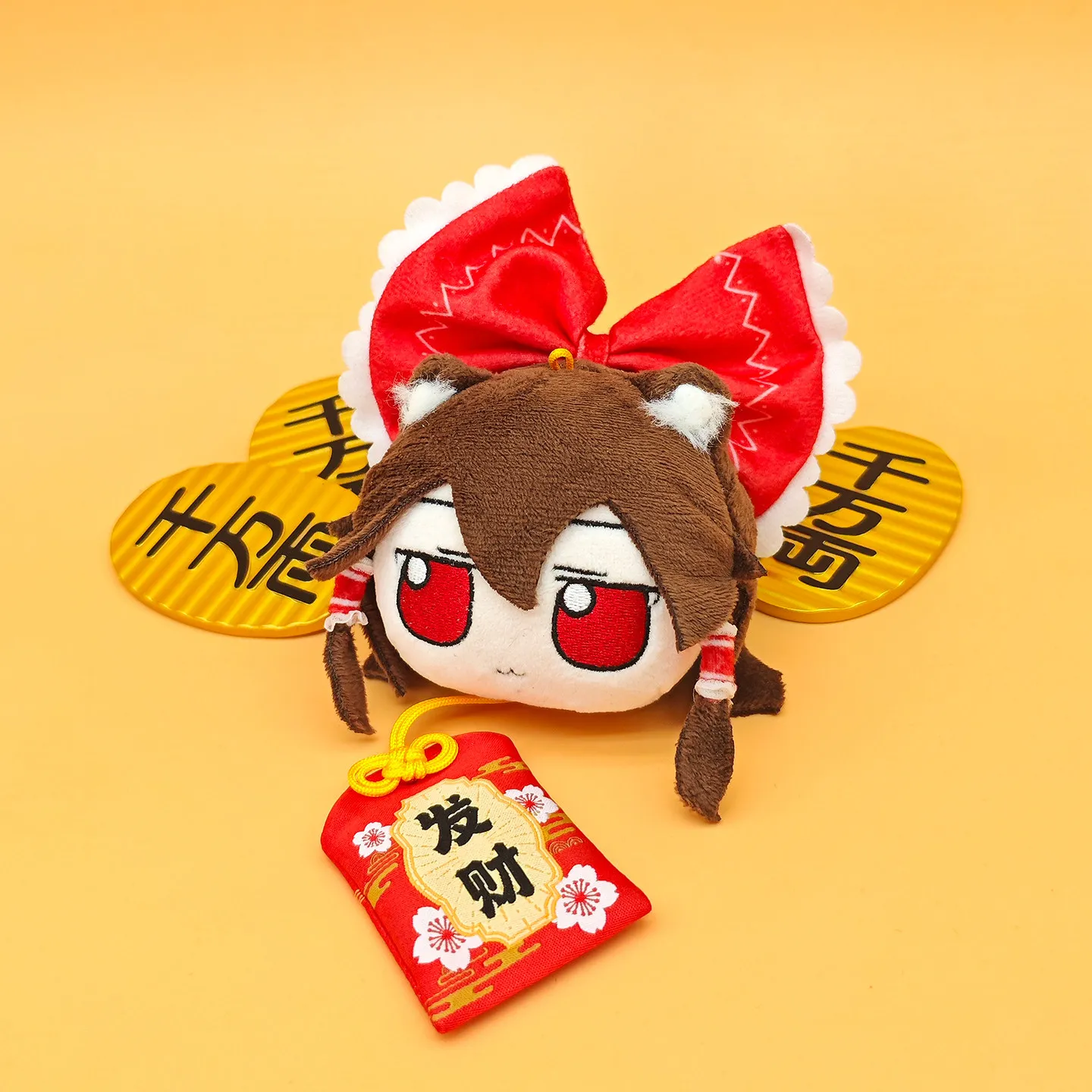 

Touhou Project Hakurei Reimu Kawaii Cat Anime Plush Doll Amulet Omamori Backpack Pendant Original Fumo Cartoon Keychain Puppet