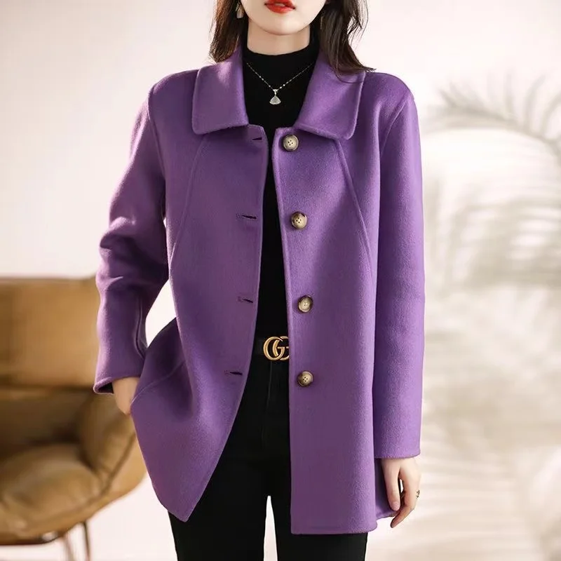 New High Quality Single-breasted Fashion Woolen Coat Women Autumn Winter Slim Elegant Wool Overcoat Windbreaker Outerwear Female