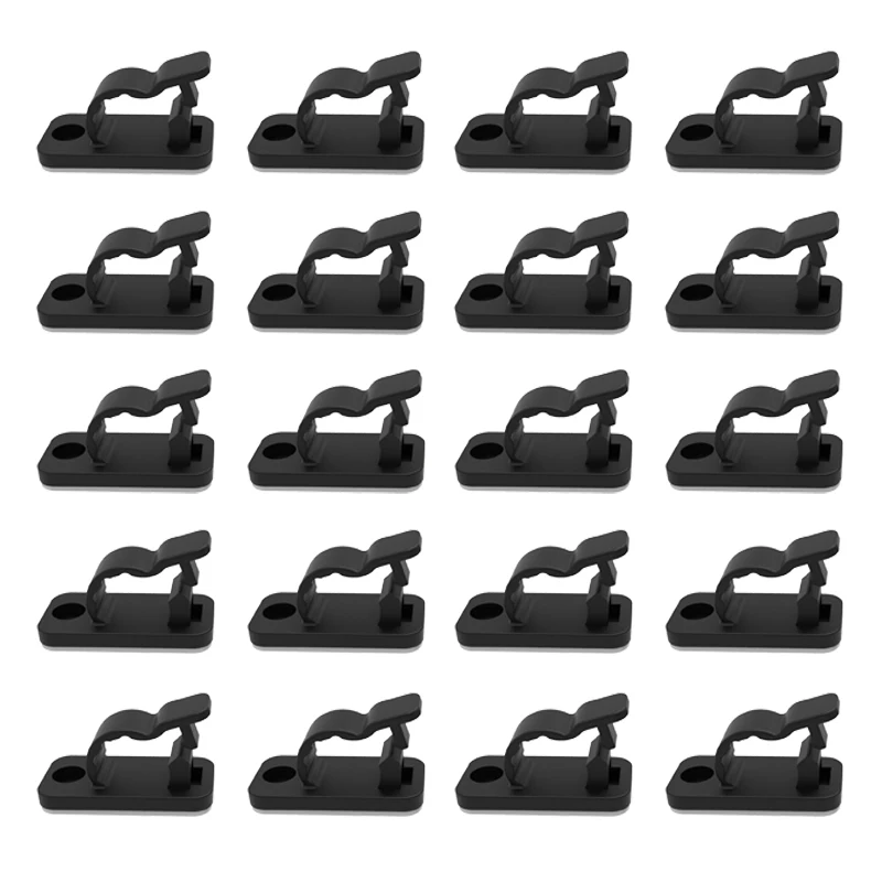 20pcs Cable Clips Adhesive Cable Organizer Cord Holder Wire Clip Wire Management Self Adhesive Hook Wire Holder for Office Home