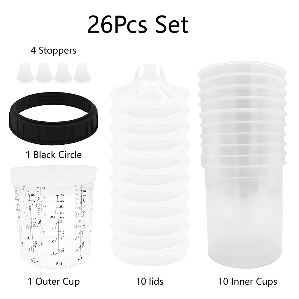 600ml Pneumatic Spray Gun Disposable No-Wash Cup Inner Cup Set 15Pcs 26Pcs 50Pcs 70Pcs